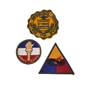 Lot US ￼Army Armored Forces Unit, ROTC Torch  + Collegiate 3 VINTAGE PATCHES